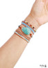 Boho Bracelet, 5 Layers Leather Wrap Bracelet, Handmade Natural Blue Stone Crystal